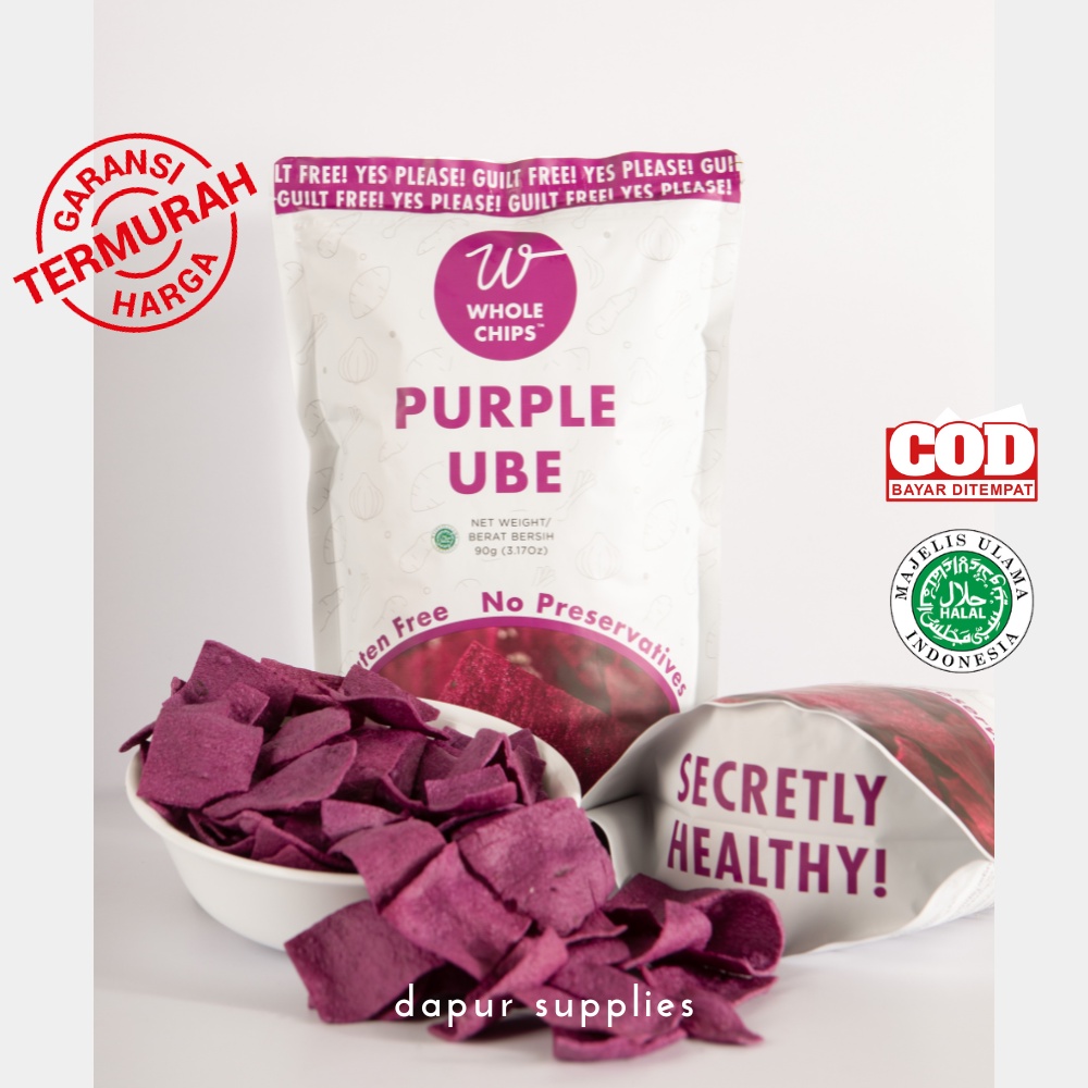 Keripik Ubi Ungu Whole Chips 90gr / Gluten Free Keripik Ubi Halal Sehat No MSG / Whole Chips Purple Ube