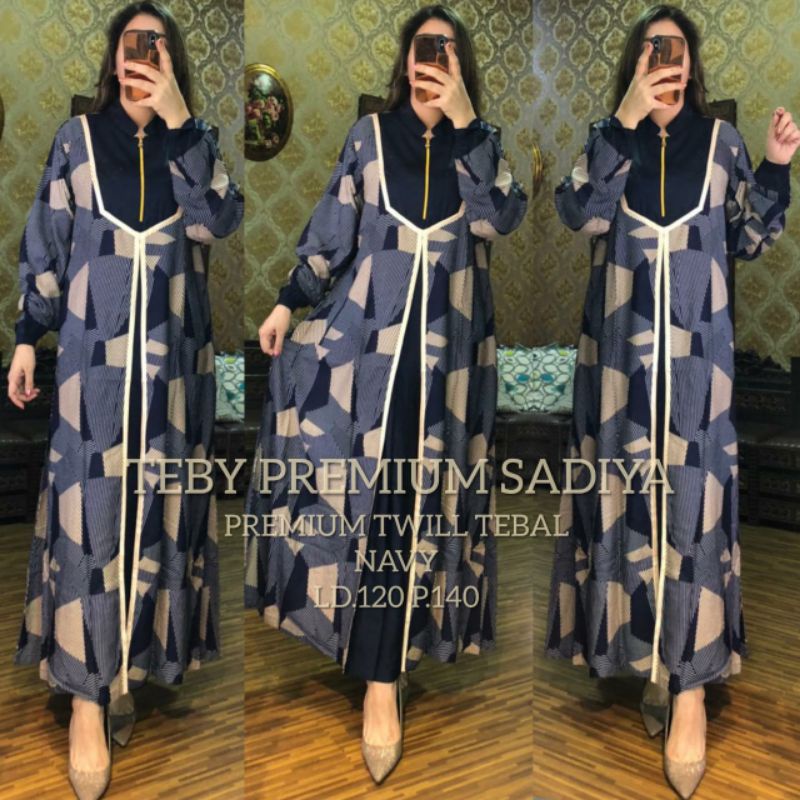 Daster arab TEBY PREMIUM SADIYA Maxi Dress Premium Gamis Syar'i Twill Big size