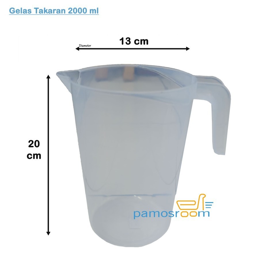 Pamos Gelas Takar Gelas Ukur Plastik Takaran Air Measuring Cup 2000ml