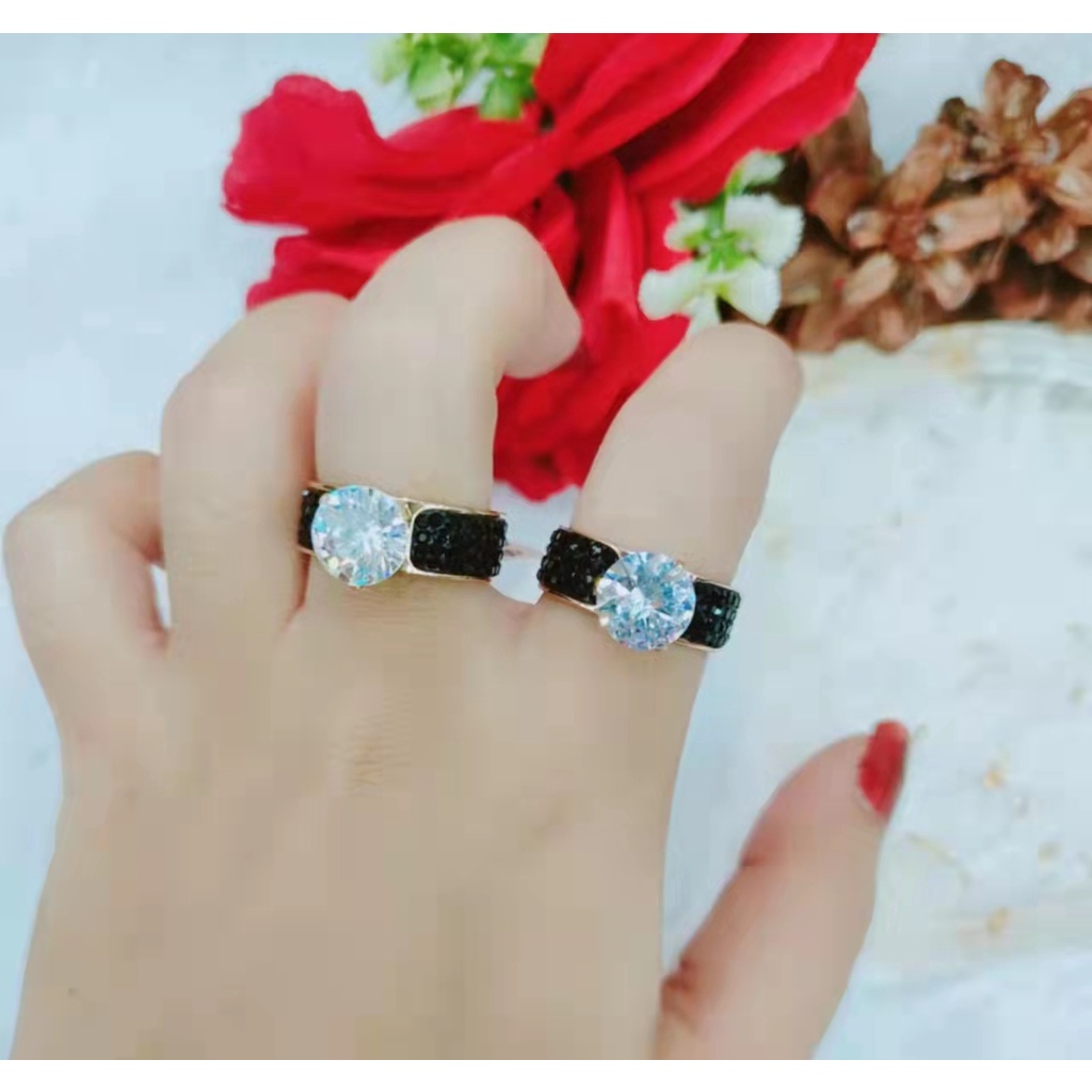 Cincin Titanium Mata Hitam Perhiasan Fashion 1239,1240