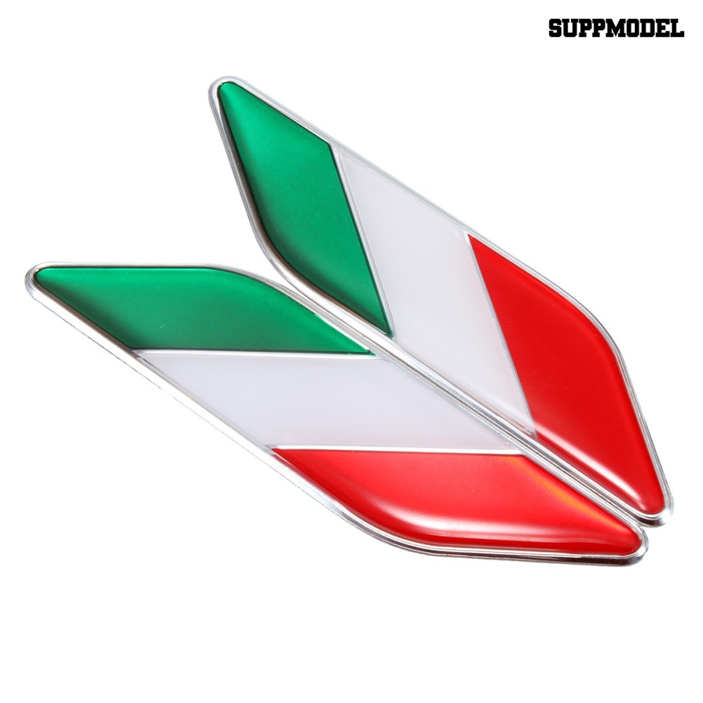 Car 2Pcs Stiker Emblem Bendera Italia 3D Anti Air Untuk Dekorasi Mobil