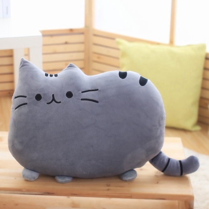 Boneka Bantal Kucing Pusheen Coklat Abu Orange Doll Cat Cute Lucu Imut Bahan Premium