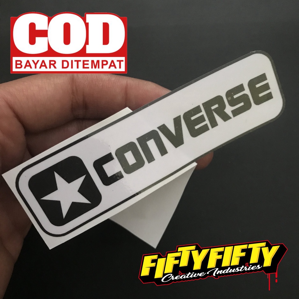 Stiker Print Cut CONVERSE Stiker Printing Laminasi Glossy Stiker Motor Mobil Helm Sudah Membentuk Pola Desain