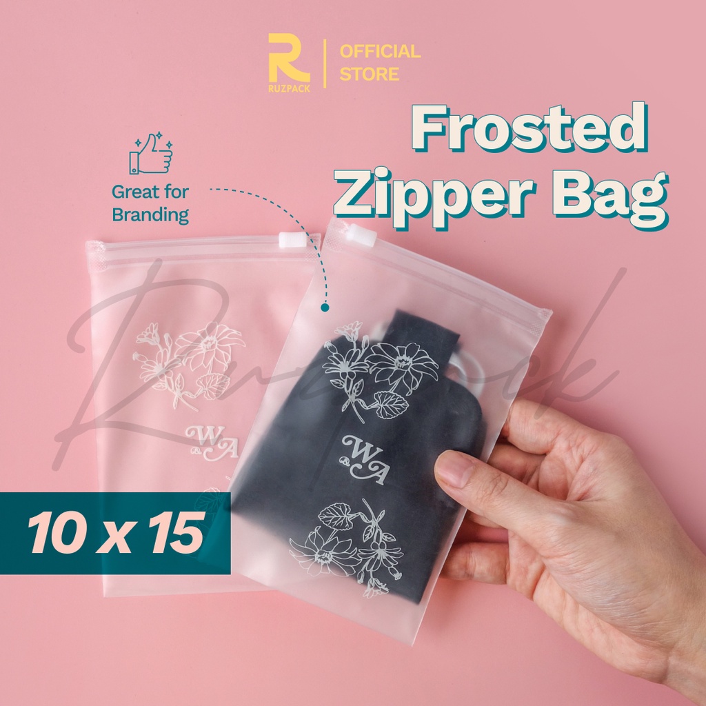 [10 x 15CM] Zipper Bag Frosted Pouch Mika Kantong Plastik Baju Travel Matte Polos Portable Zip Lock