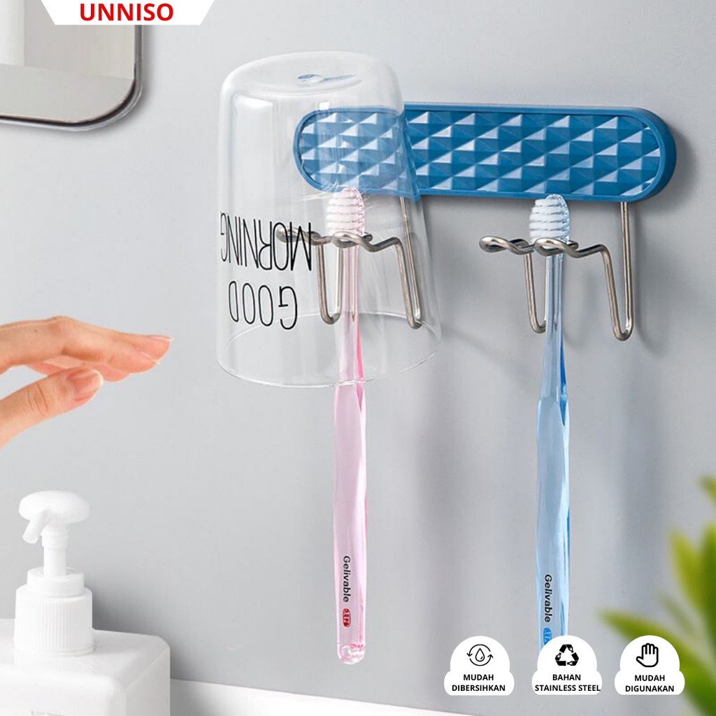 UNNISO - Toothbrush Cup Holder Rak Tempat Sikat Dan Gelas Sikat  Gigi TCH1