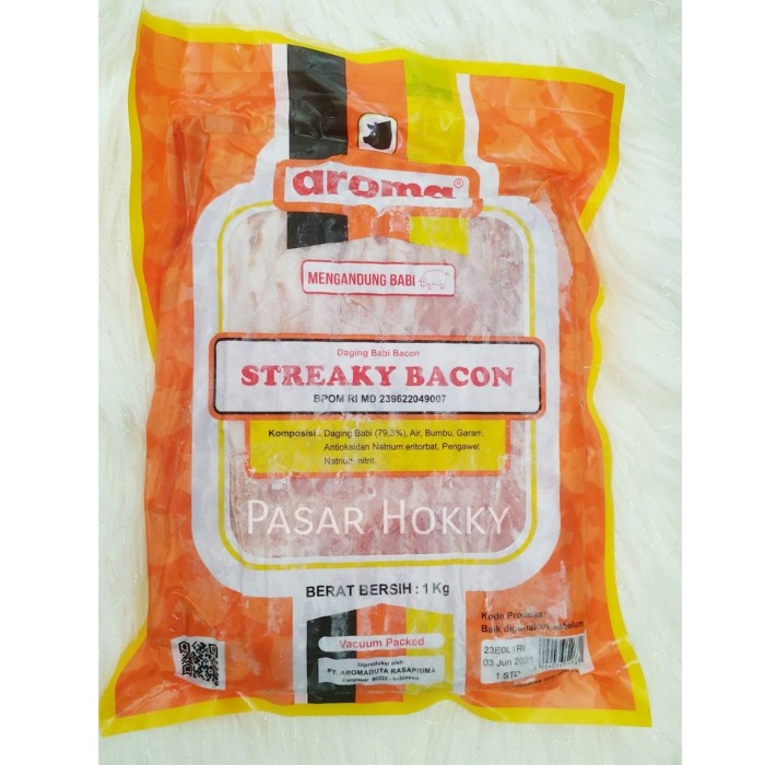 

Daging Asap - Aroma Pork Streaky Bacon 1000Gr 1Kg Daging Babi Pork Belly Asap Frozen