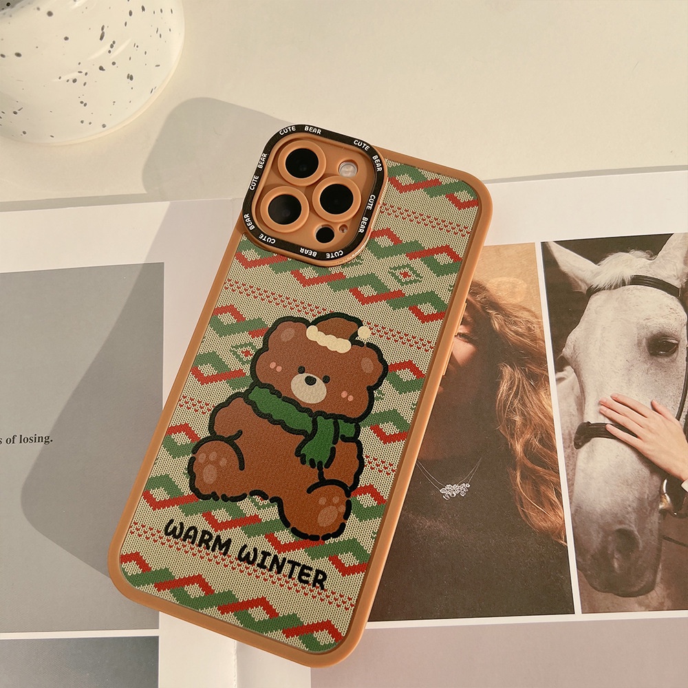 Soft Case Silikon Motif Kartun Beruang Natal Untuk Iphone 7 8 PLUS X XR XS 11 12 13 MINI PRO MAX SE 2020