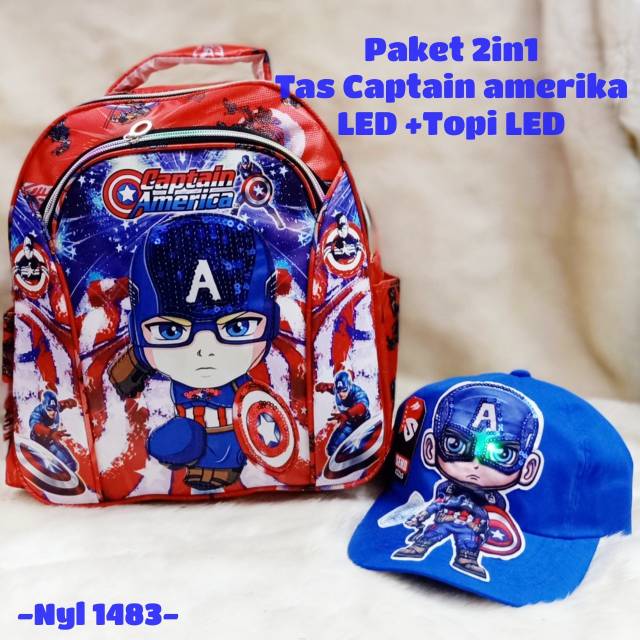 Paket 2in1 Tas ransel  kapten Led gratis topi led