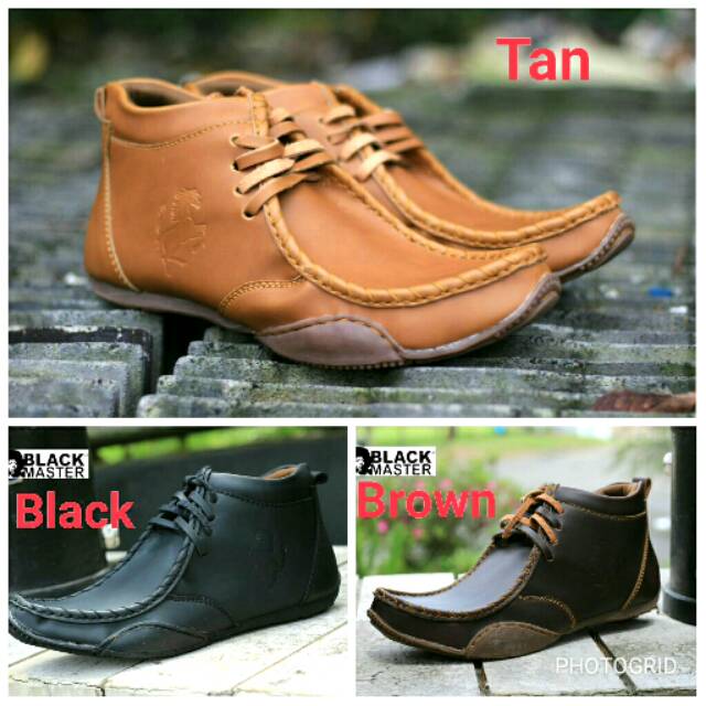 SEPATU SEMI BOOT KULIT ASLI BLACKMASTER FERRARI