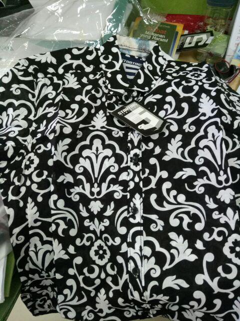 Brotherholic Baju Cowok Batik Songket Lengan Pendek Slimfit / Kemeja Batik Pria Pendek Hitam Slim