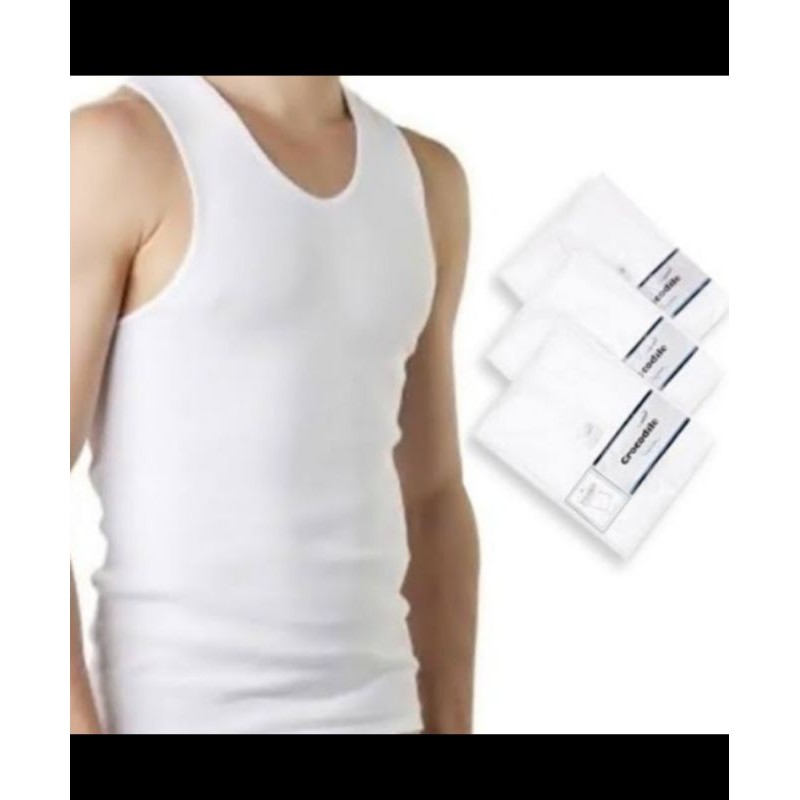 CUCI GUDANG KAOS SINGLET CROCODILE CR 801 PUTIH  ALL SIZE