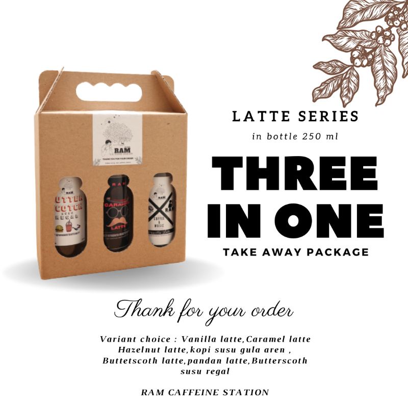 

Three in one Take away package / Bottle in 250 ml