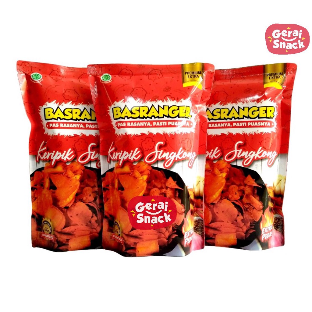 Keripik Singkong Basranger Extra Pedas Daun Jeruk Khas Bandung (100g)