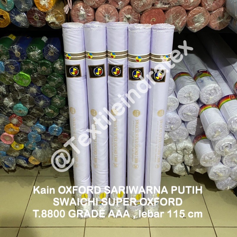 ( per 1 roll ) KAIN OXFORD SARIWARNA PUTIH POLOS SERAGAM SEKOLAH PDH DOKTER KERUDUNG TOTEBAG MASKER JILBAB LB115