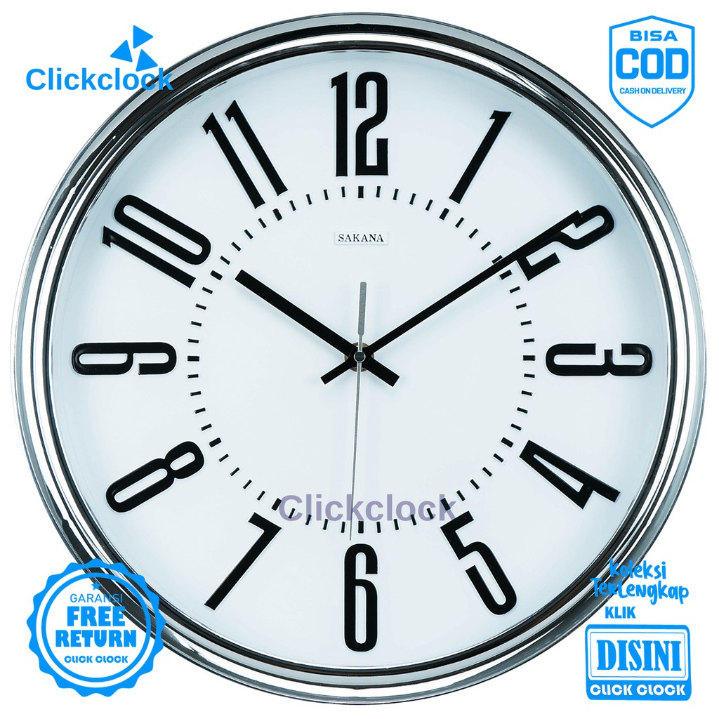 Jam Dinding Minimalis Dekorasi Rumah Bagus Unik Wall Clock SAKANA 050C-2