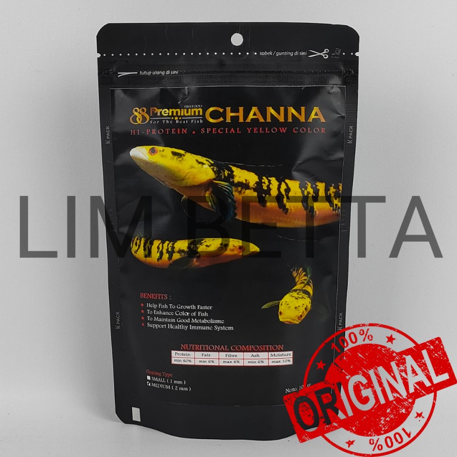 PREMIUM 88 YELLOW CHANNA 100 GRAM 2MM - PELET IKAN CHANNA