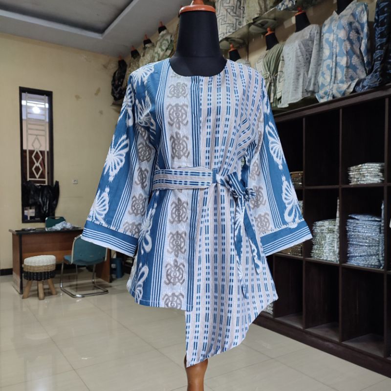 tey-17 Batik wanita ASJ SA HRB026 Kenongo Kemeja Tosca Pendek-Kupu Raster