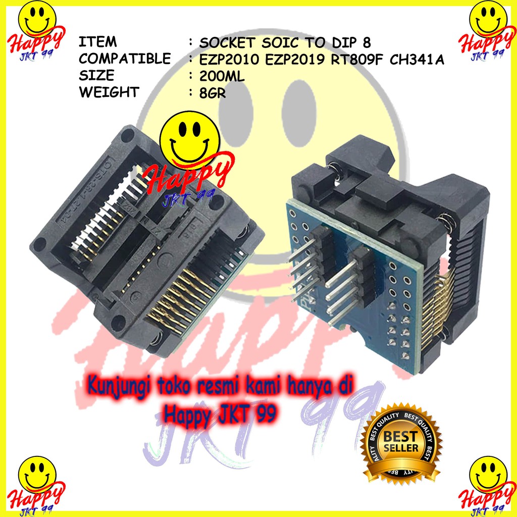 [ HAPPY JKT 99 ] SOKET IC CLIP SOCKET SOP8 DIP8 JEPIT CONVERTER 200ML 200 ML 150ML 15 ML 0,65ML 65ML