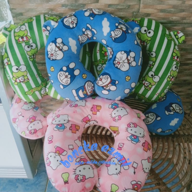 Bantal leher karakter motif bantal leher travel bahan yelpo lembut