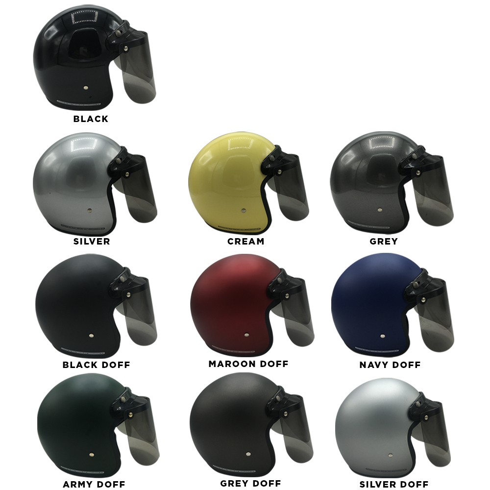 Tanpanama Helm - Helm Bogo Polos / Helm Retro Dewasa SNI