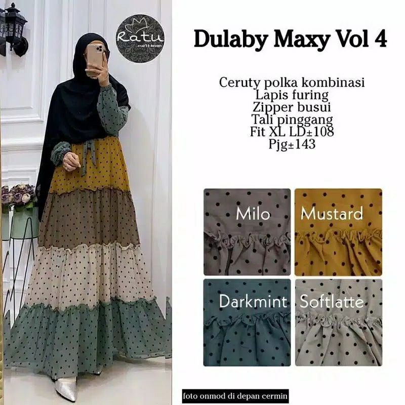 gamis polkadot/gamis dulaby maxy Ceruti polkadot/gamis rempel pelangi/gamis canda mewah