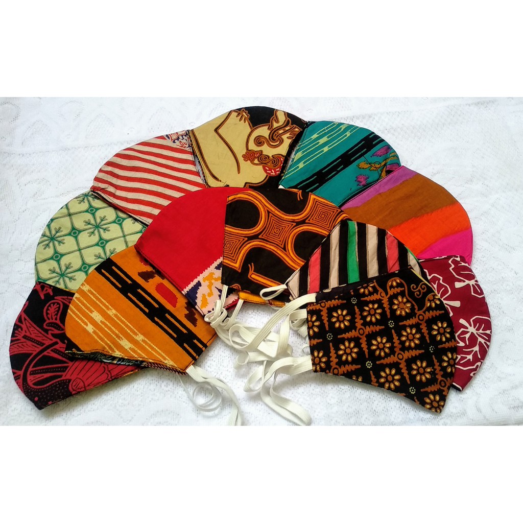 Masker Premium Kain Motif Batik Hijab Headloop