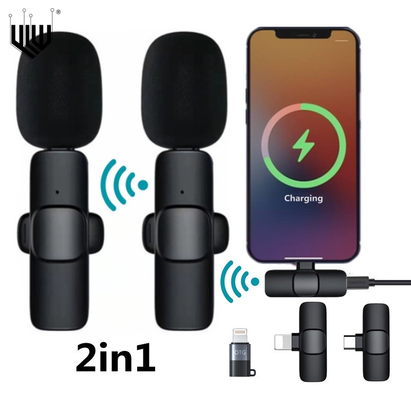 Mic Wireless HP Vlog Youtuber Portable Mic for Iphone and Android Smartphone Condenser