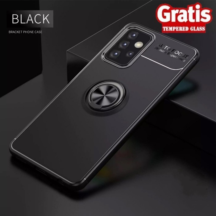 Samsung Galaxy A52 Invisible I Ring iRing Soft Case Cover TPU Free Tempered Glass