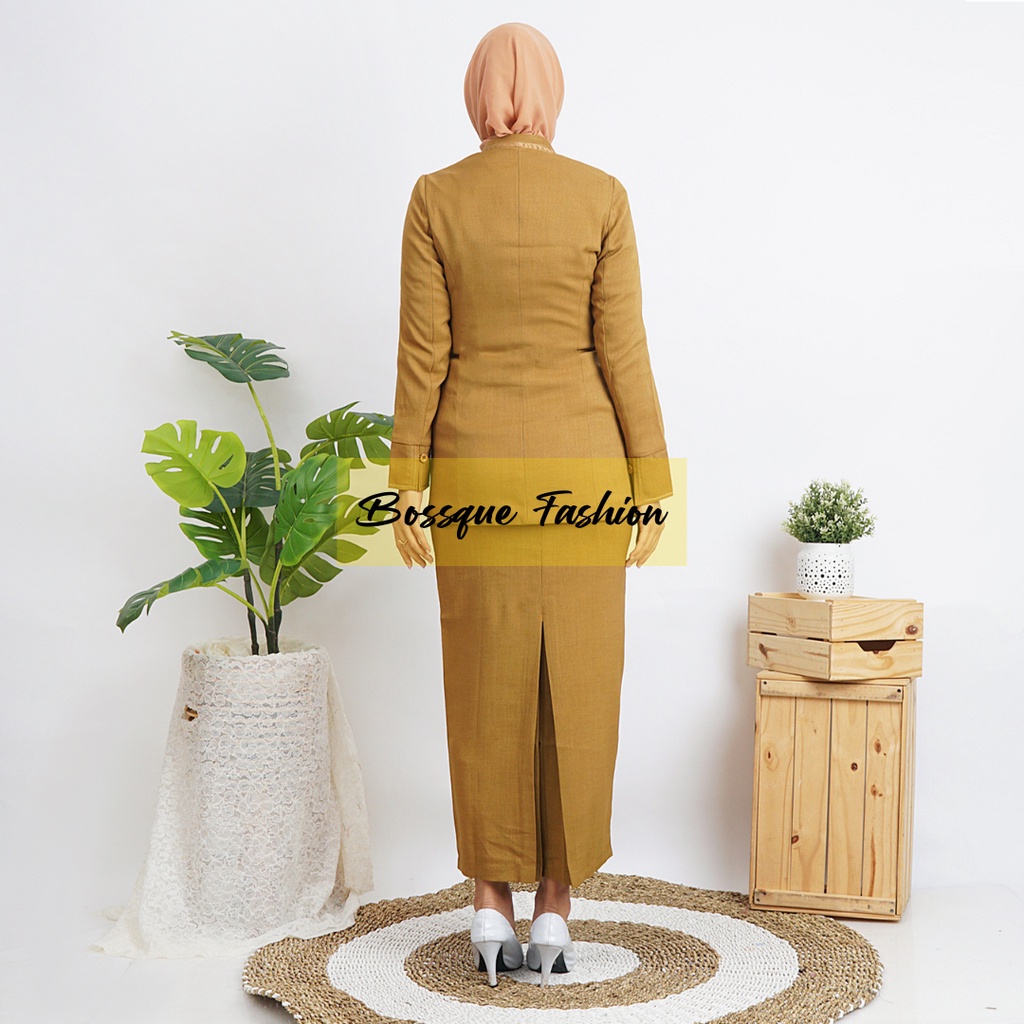 Seragam Blazer PNS PDH ASN Pemda Guru Khaki Tua Muda Rok Celana Wanita Terbaru Tersedia Jumbo Size Krah Shanghai S M L XL XXL 4L 5L