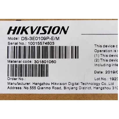 HIKVISION SWITCH POE DS-3E0109P-E/M SWITCH HUB POE 8 PORT