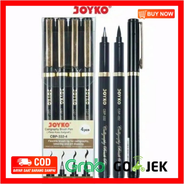 

(BISA COD) JOYKO CBP-332-4 SET 4 KALIGRAFI BRUSH PEN