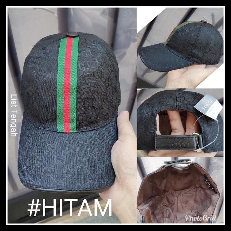 TR0R TOPI GUCCI DENGAN LAPISAN KAIN DI DALAM (PREMIUM TANPA BOX) - HITAM J7OS