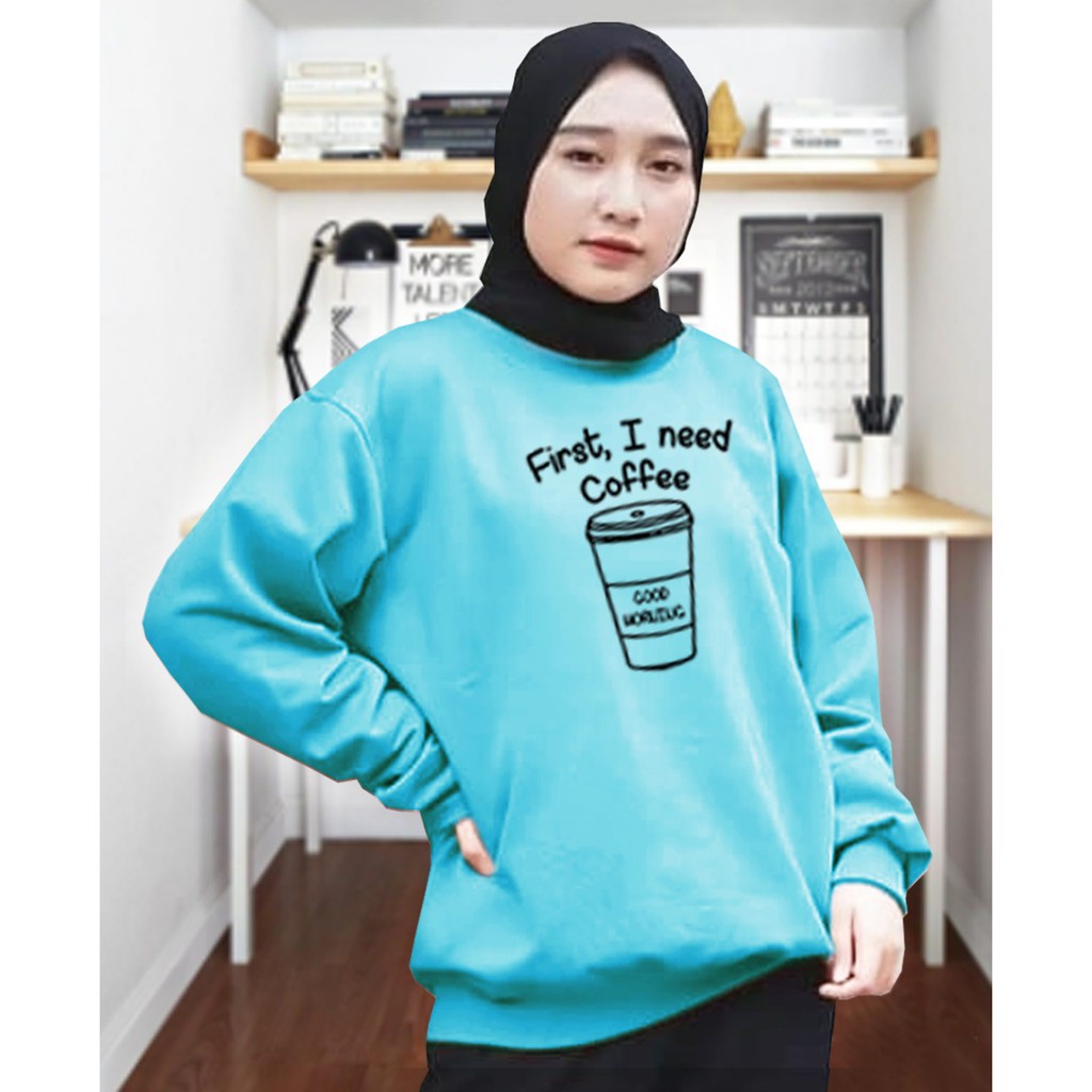 Kaos Lengan Panjang coffee/ Kaos Sweatshirt / Atasan Wanita / Atasan Wanita Lengan Panjang