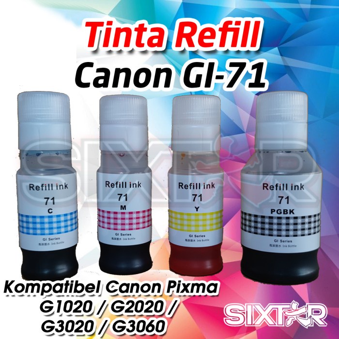 Tinta Refill Isi Ulang Printer CANON GI71 GI-71 G1020 G2020 G3020 G3060 Kompatibel Pengganti Original Ink Bottles