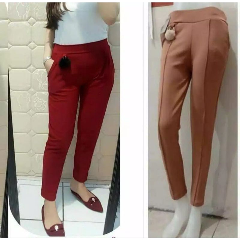 CELANA SCUBA PENSIL POMPOM CELANA WANITA