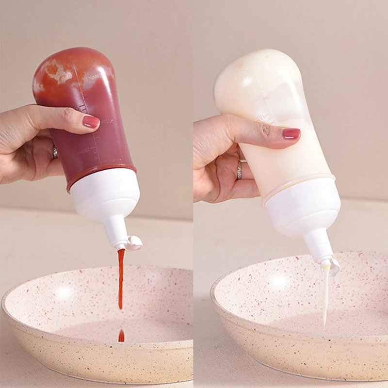 [350ml Tomato Salad Dressing Squeeze Bottle With Lid And Scale] [Household Sauce &amp; Honey &amp; Edible Oil Seasoning Bottle] [Leak-proof Squeeze Sauce Bottle Sharp Mouth Bottle]