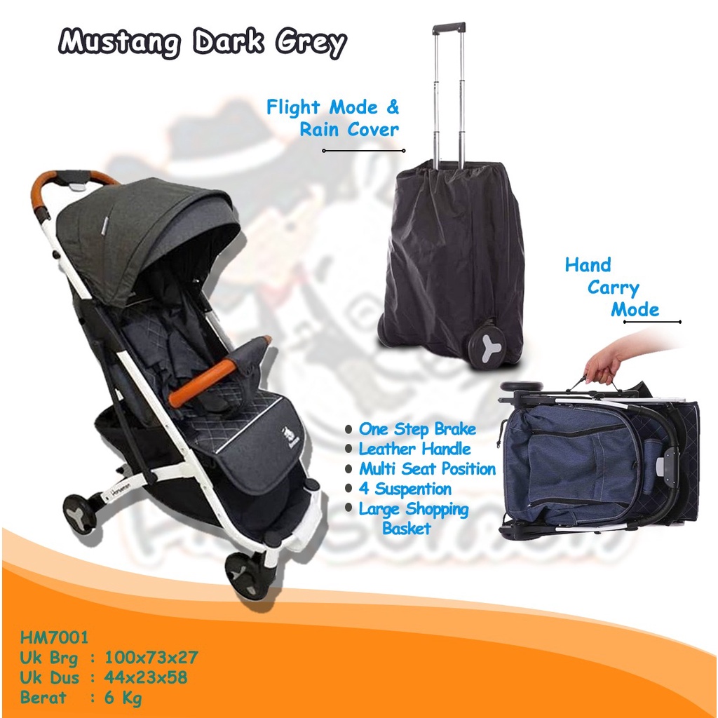 MURAH HM7001 Mustang Red Stroller Stroler Stoler Stoller Cabin Size Pesawat Lipat Kecil New Born Perlengkapan Travel Traveling Travelling Bayi Baby Kereta Dorong Horsemen