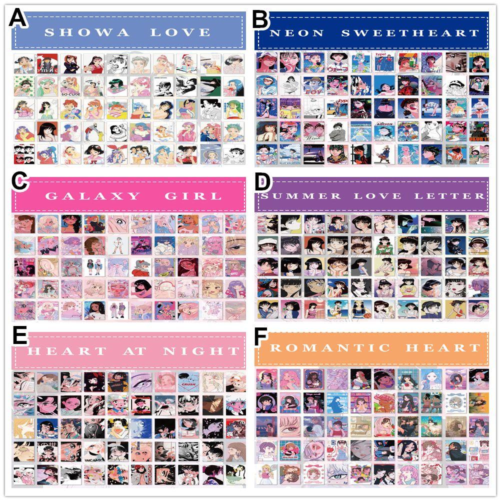 R-flower 50pcs Sticker Cute Kawaii Label Jurnal Midnight Romantic Kertas Hias