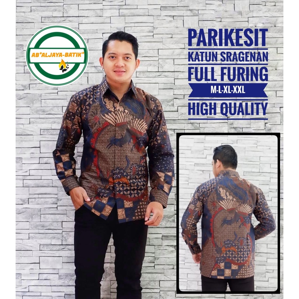 PARIKESIT Kemeja Batik Pria Lengan Panjang Katun Halus FULL FURING Batik Aljaya