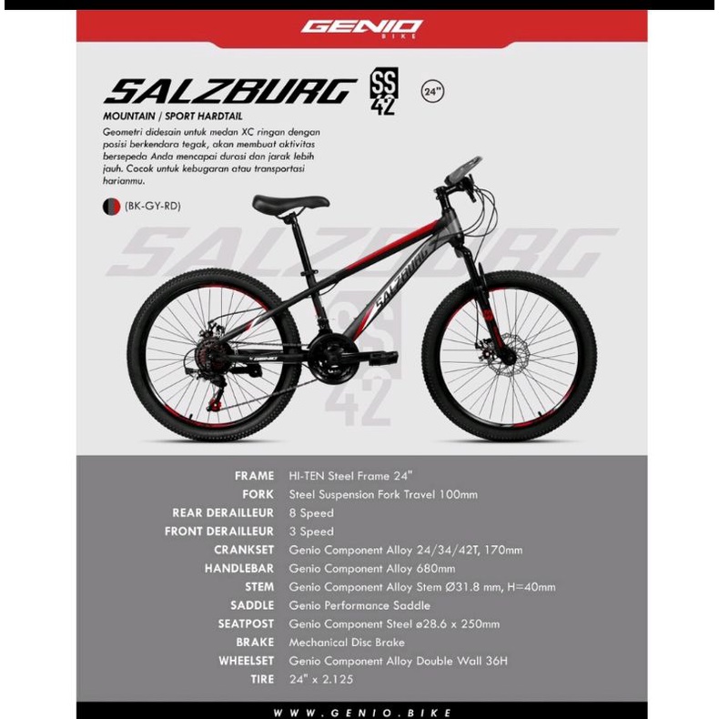 Sepeda MTB 24 inch Genio Salzburg ss 42