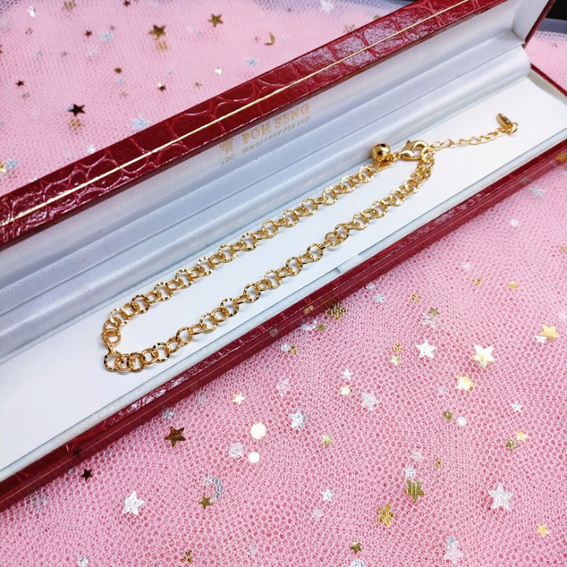 Gelang Kaki Wanita Titanium Anti Karat Lapis Emas Jewelry419MM