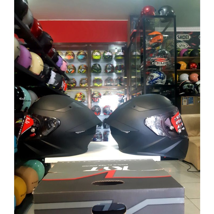 KYT TT COURSE HITAM DOFF POLOS/ BLACK MATT SOLID BISA PILIH VISOR IRIDIUM