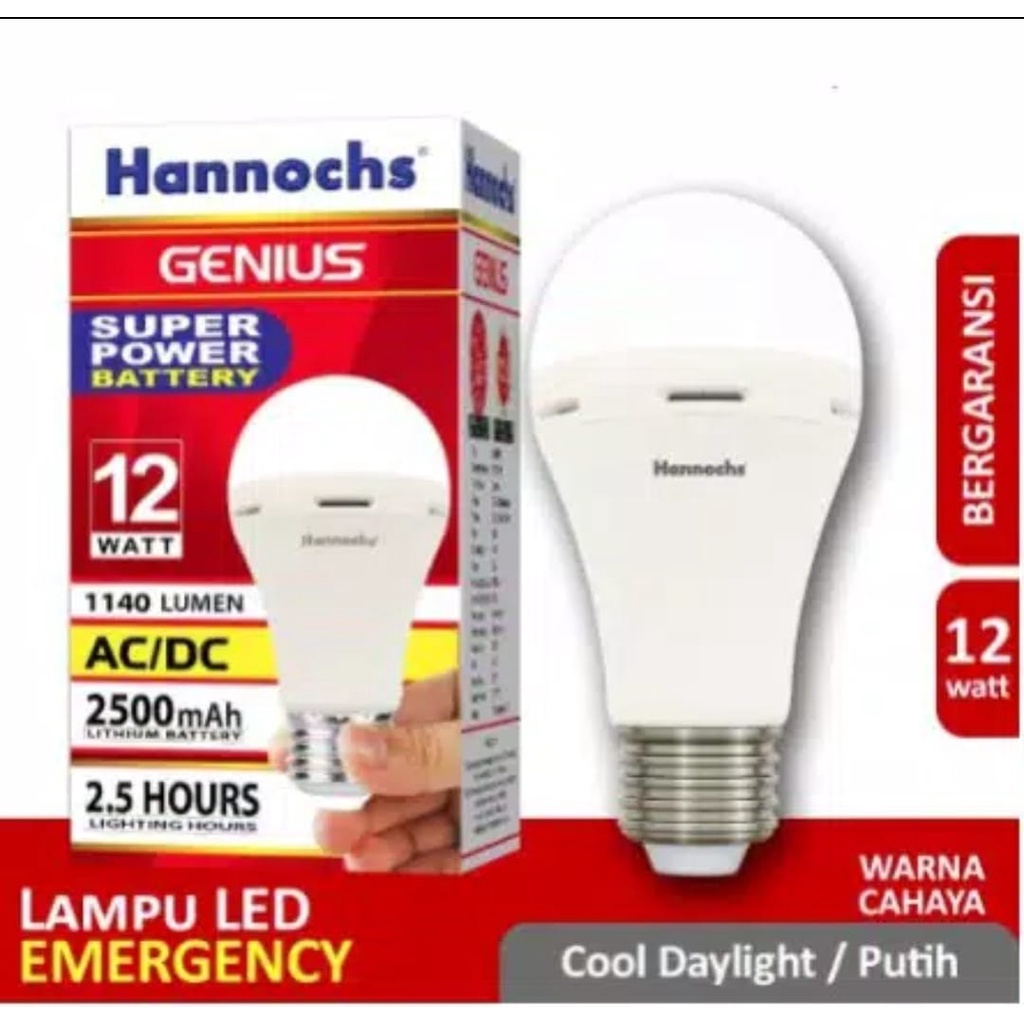 Hannochs Lampu Emergency Led AC/DC Genius 12 watt