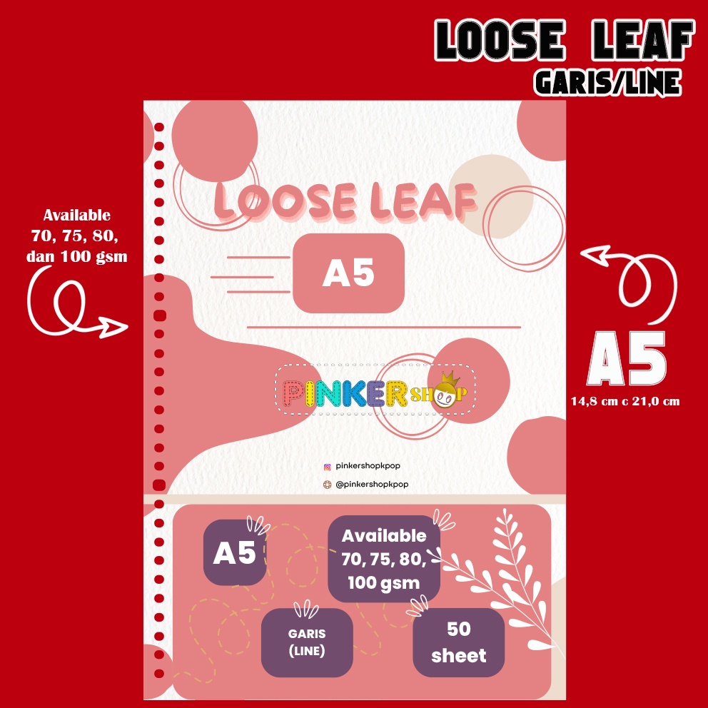 

Loose Leaf A5 - HVS 75 gsm - Kertas Binder by pinkershop