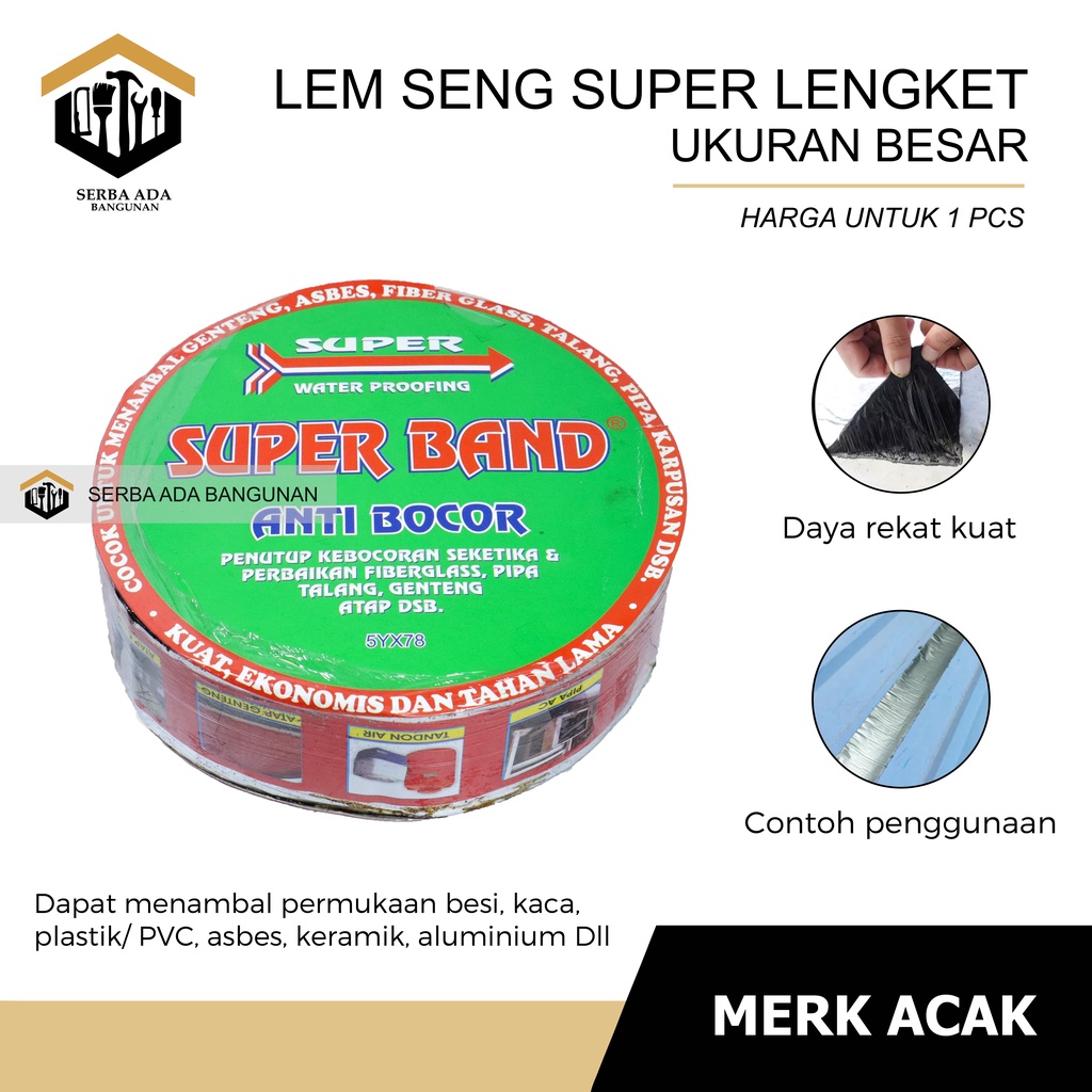 Lem seng asbes / lem seng super band anti bocor/PENUTUP KEBOCORAN/LEM PERBAIKAN FIBERGLASS / LEM PIPA TALANG