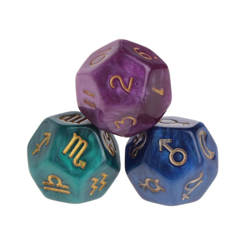 Dadu Astologi 12 sisi Divination Astrology Dice 3 pcs