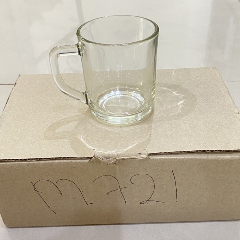 ( 6 PCS ) Gelas Kopi Gagang Kaca Polos Gelas Cangkir Kopi Bergagang Polos Jual Gelas Set Murah