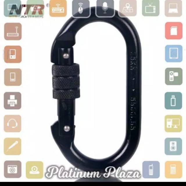 TERLARIS  NTR Oval Quick Release Carabiner Screw Safety Lock - Black