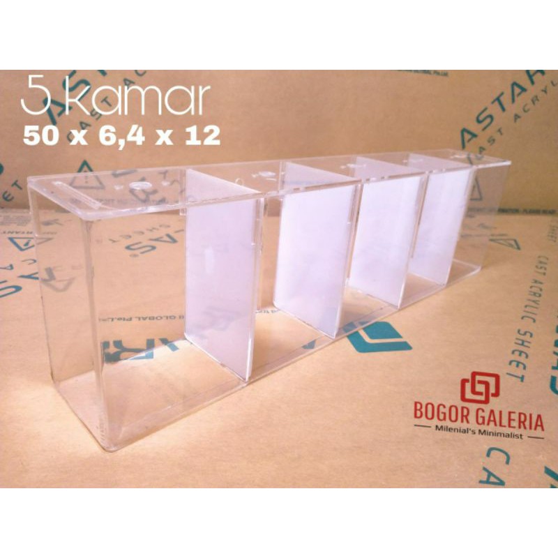 11.11 Aquarium Soliter Akrilik Cupang | Akuarium Mini Akrilik Sekat | 5 Kamar 50 x 6.4 x 12 Pakai Tu