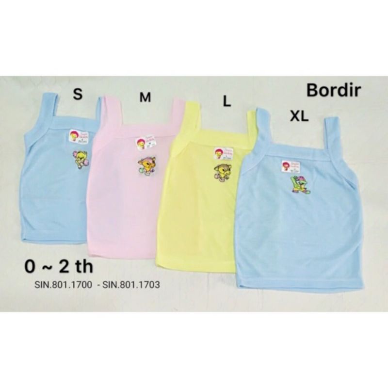 6pcs Singlet bayi cewek bordir umur 0 - 2th / Kaos kutang bayi / Kaos dalem kutung bayi